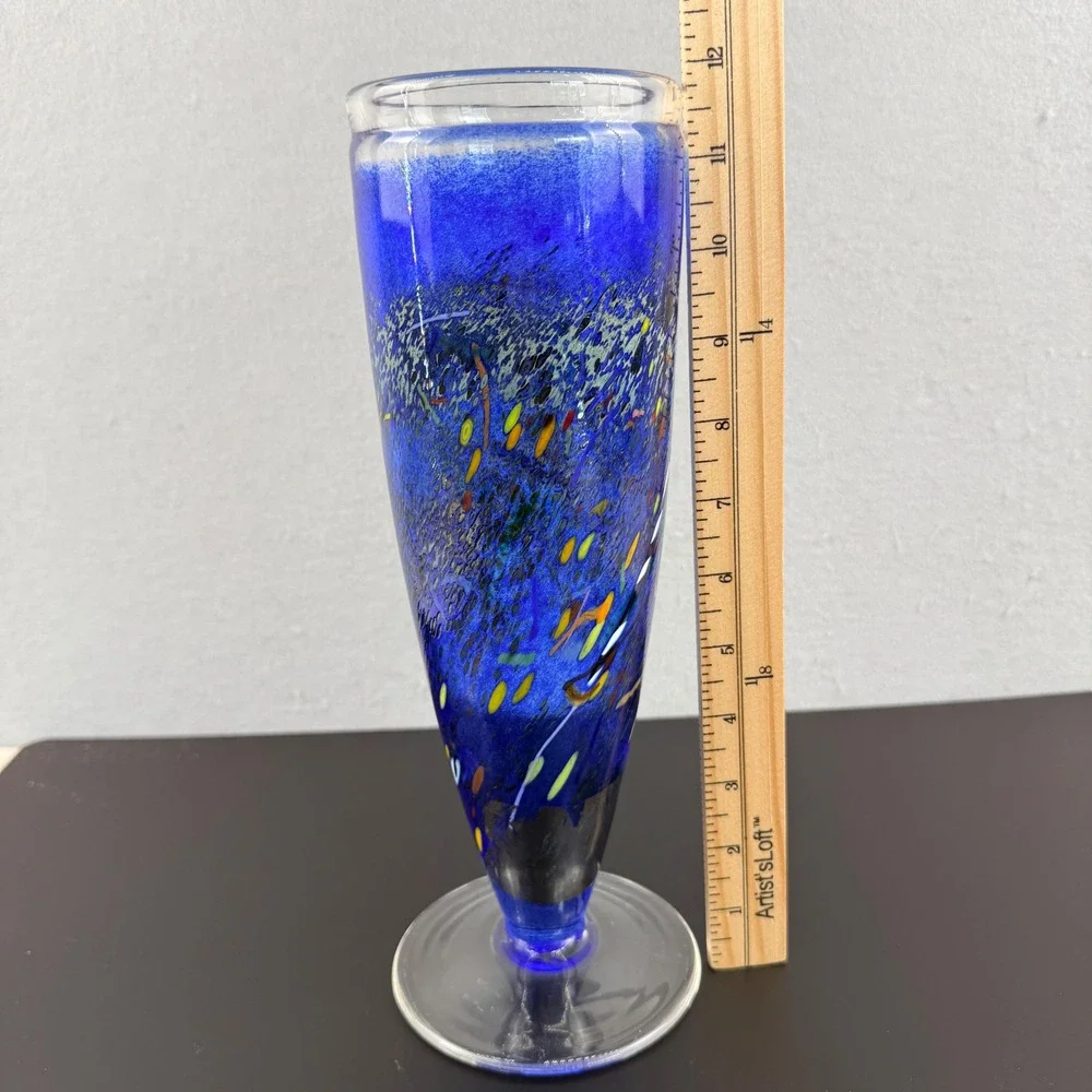 Kosta Boda Satellite Vase Bertil Vallien Artist Collection Signed 49250 Cobalt